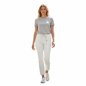 LRL Lauren Ralph Lauren White Denim Jeans Womens 14 Boyfriend Fit Rope Belt NWT